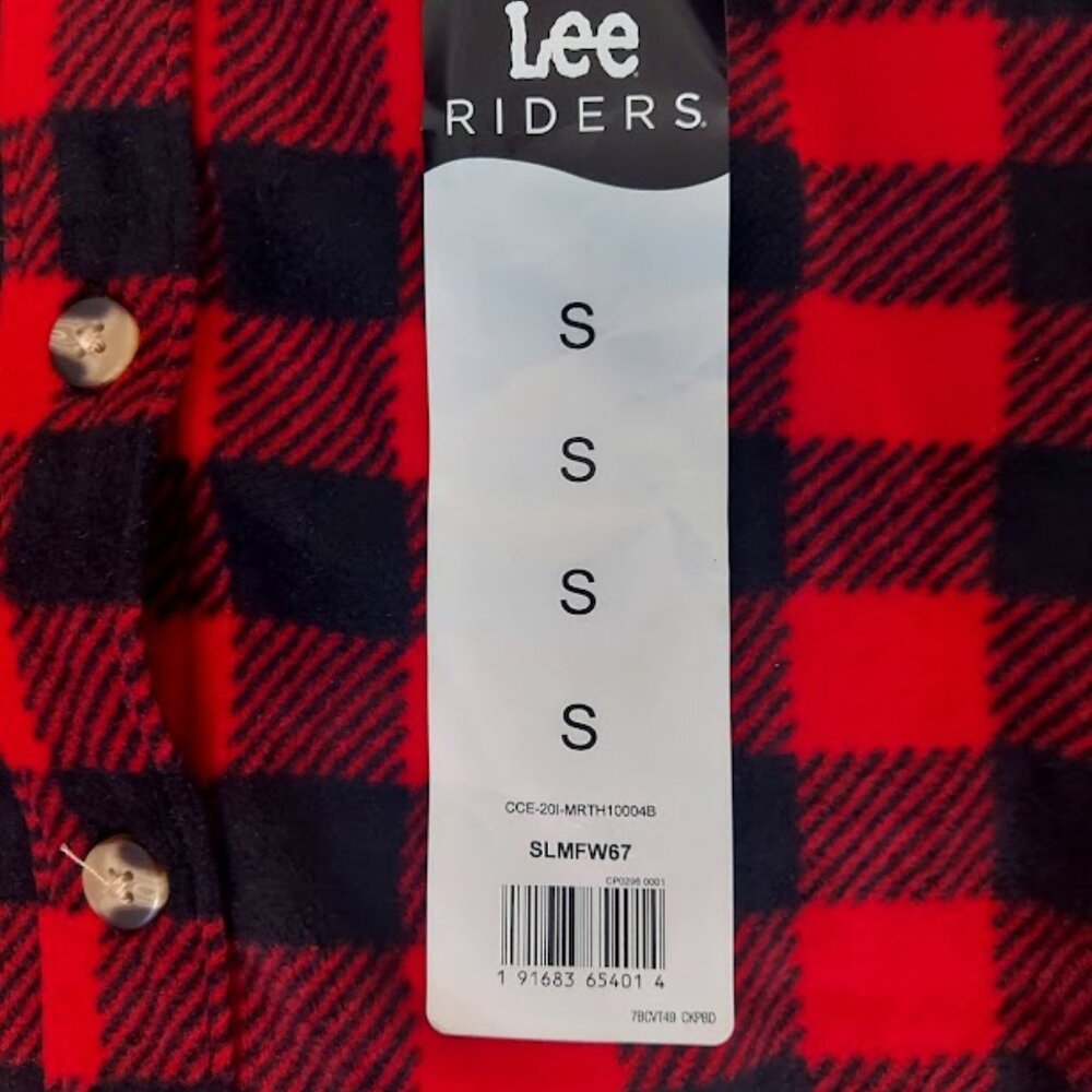 Lee Riders Women's Polar Fleece Top Small Red/Black‎ Plaid With Pockets New - Picture 7 of 14